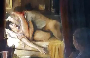XXX Deux brunes et fille nue dans les bois une blonde se lèchent sur le canapé